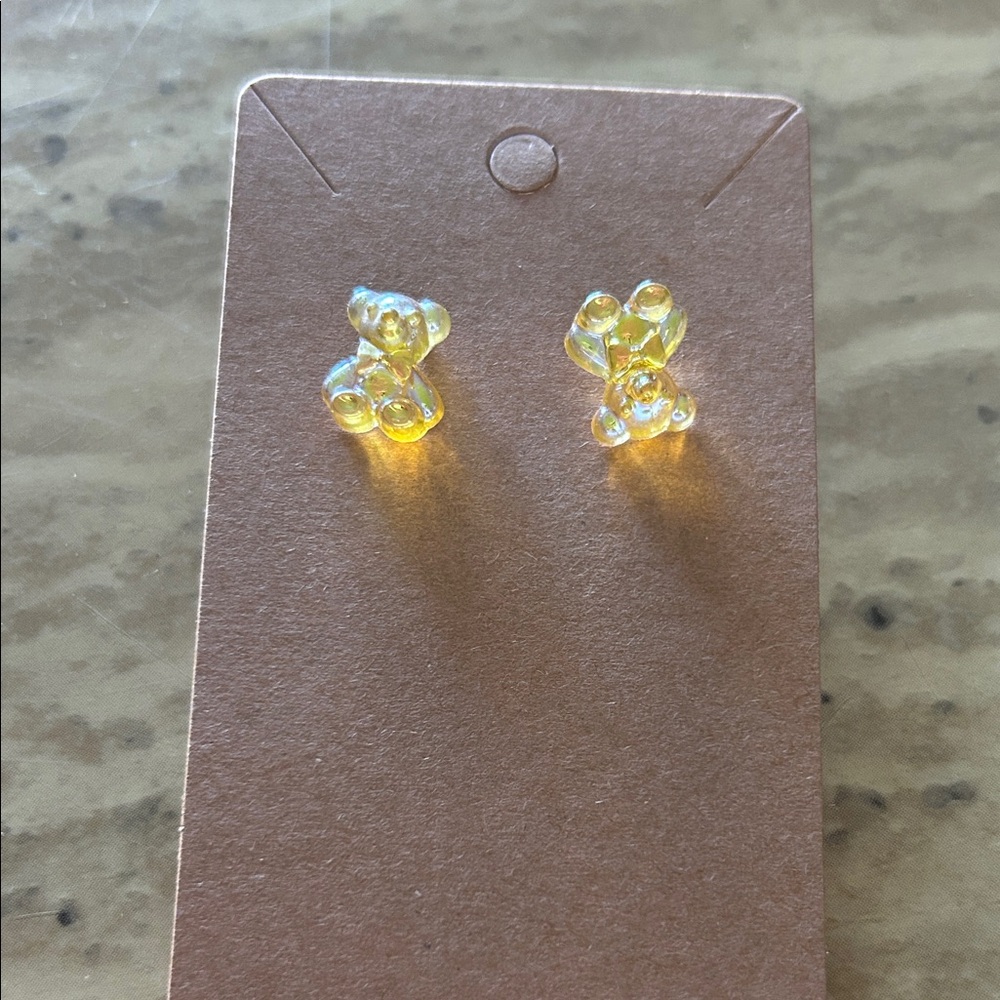 2/14 Iridescent Teddy Bear Crystal Stud Earrings NEW - Picture 5 of 9